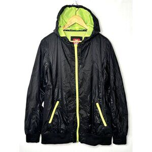 Element Mens Jacket Windbreaker Full Zip Mesh Lined Hooded Zip Pockets Black L